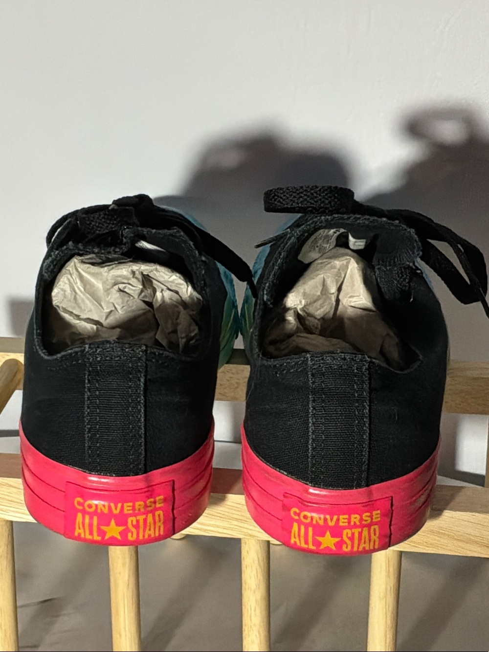 🌙✨Converse Black Canvas Low Top Sneakers with Rainbow Gradient Sole - Picture 5 of 9